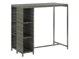Conjunto Bar 5 Peças P/ Jardim C/ Almofadões Vime Pe Cinza Dkd Home Decor