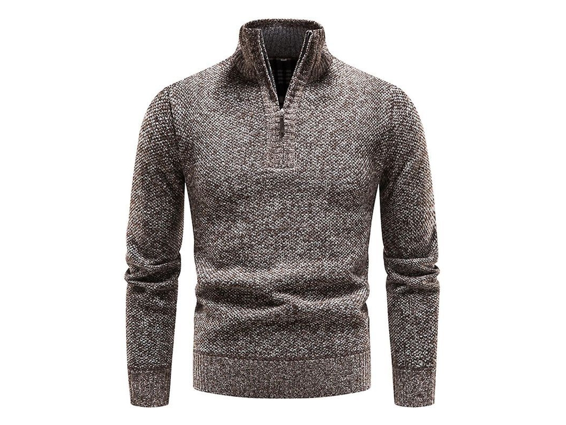2026 suéter Hombre Mystdiy Con Cremallera Casual de Punto Pullover Cuello Alto Manga Larga Forrado