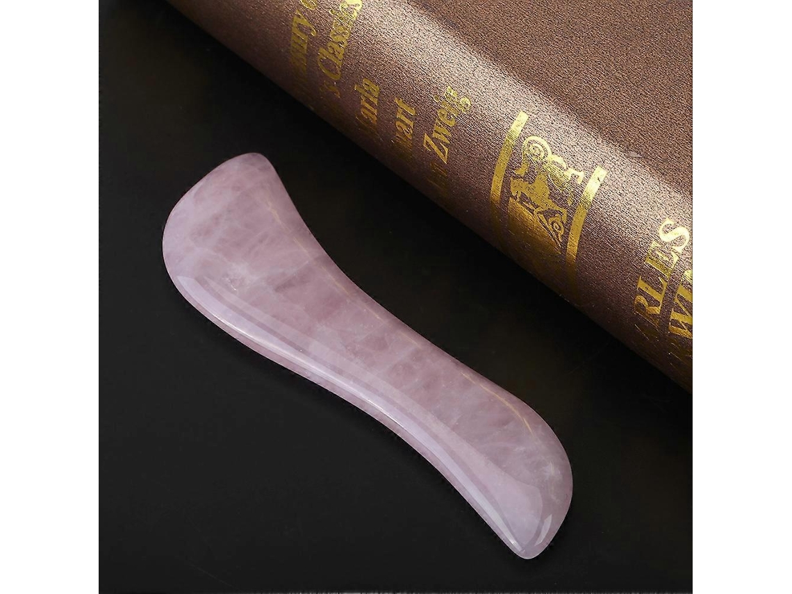 Varin para massagem facial com cristal de quartzo rosa natural, 115 mm (4,5 polegadas).