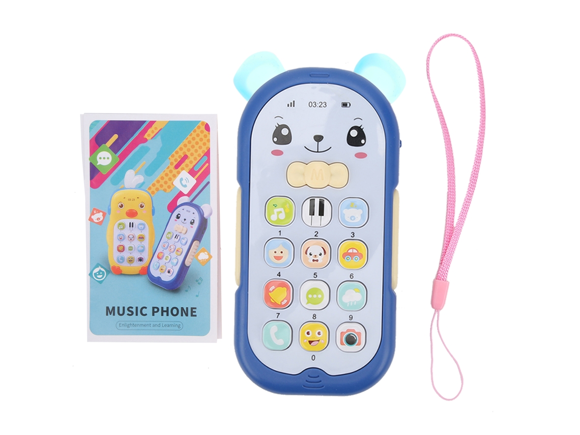 Primerox brinquedo Telefone Bebê Simulação com Luz Música Efeito Sonoro Azul para Crianças