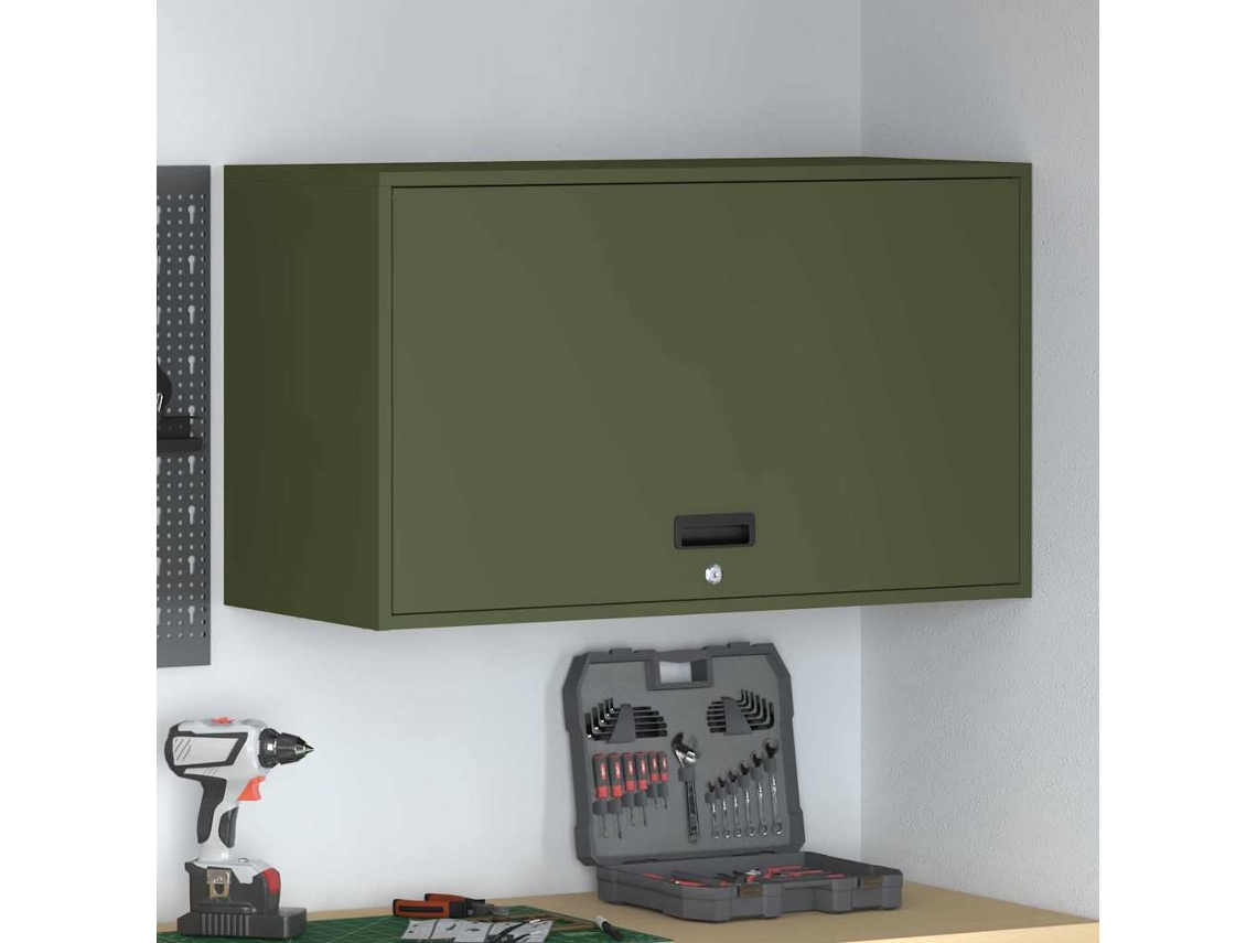 Vidaxl Armário De Parede Para Garage Verde-oliva 90 X 40 X 53 Cm