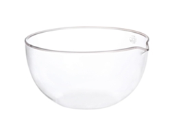 Prato Evaporador De Vidro Resistente Ao Calor Com Bico Para Despejar E Base.