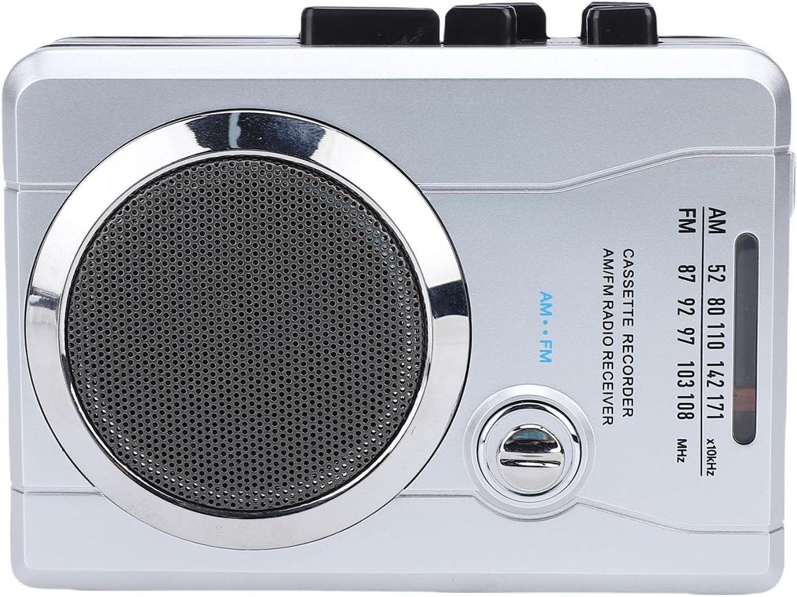 Kkplzz Leitor Cassete Portátil, Rádio Am Fm Alto Parleur Integrado Marcha Arrière Automática, Uso Doméstico