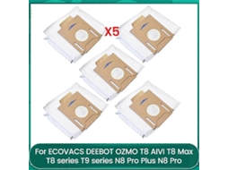 Pacote Com 5 Sacos Para Aspirador De Pó Ozmo T8, T8, N8, N8 Pro, T9 E Pro. Tuotuo