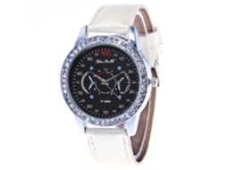 Relógio de pulso vintage Zhoulianfa com strass e pulseira de couro PU, estilo casual com cristais.