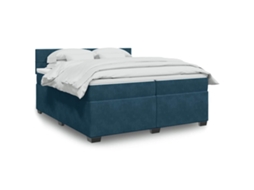 Vidaxl Cama Com Molas/colchão 200x200 Cm Veludo Azul