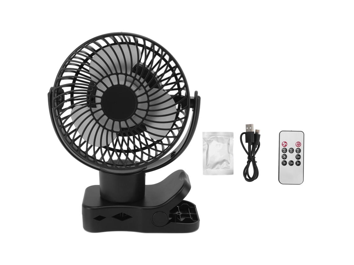 Ventilador Portátil Clipe 4000mah Luz Led Controle Remoto