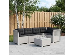 Vidaxl Sofá De Jardim De 5 Pessoas Com Almofadas Visual De Rattan Pp