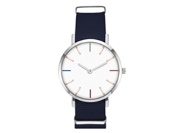Relógio masculino de pulso com pulseira de nylon, mostrador redondo, movimento de quartzo, modelo Zhoulianfa, azul royal.