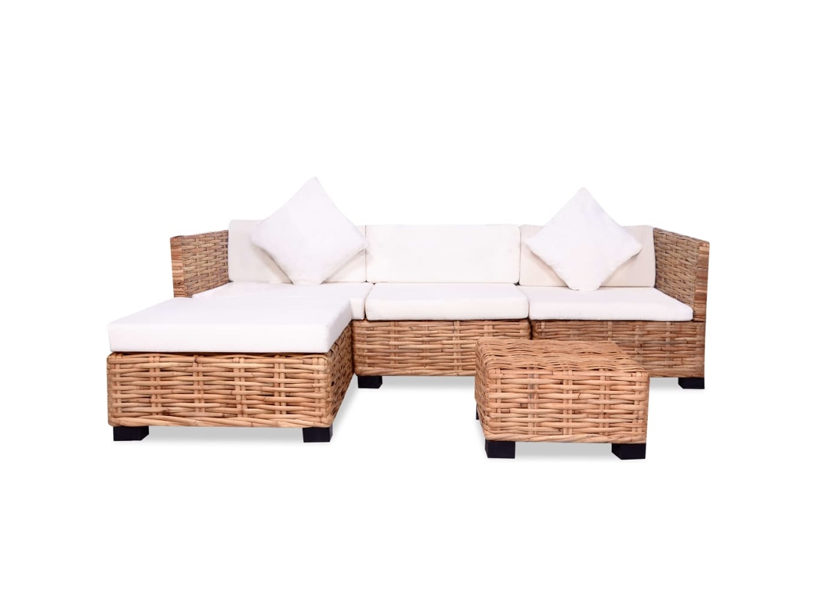 Conjunto de Sofá de Vime Natural de 14 Peças Worten.pt