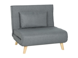 Sofá solteiro 3 em 1, dobrável, com encosto e almofada ajustáveis, para sala ou quarto, 90x78x79 cm cinza S/MARCA