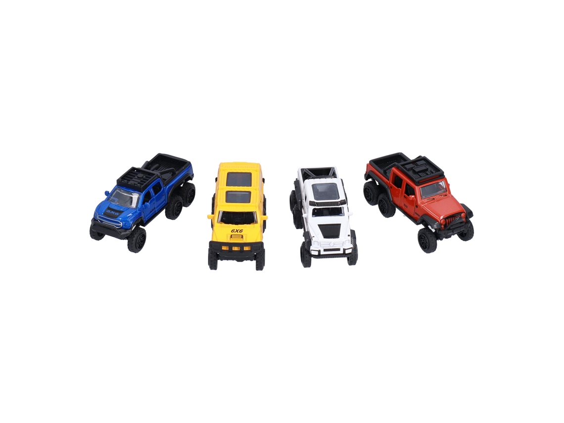 Carros Off Road De 6 Rodas Com Puxar Para Trás Em Liga 1:50 Para Crianças Com 4 Modelos