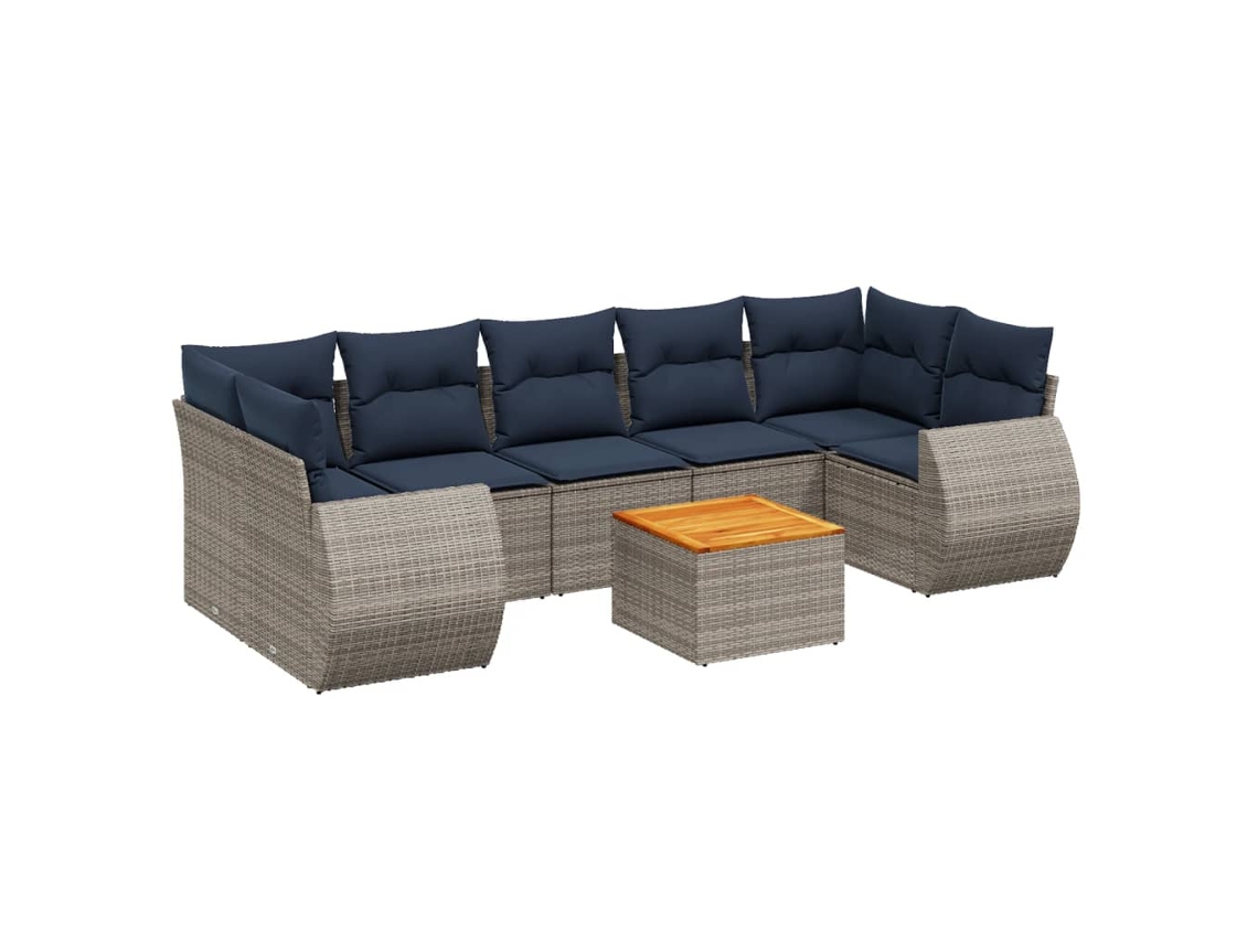 Conjunto de Sofá de Jardim, 8 Peças, Almofadas, Rattan Cinza MAISON EXCLUSIVE