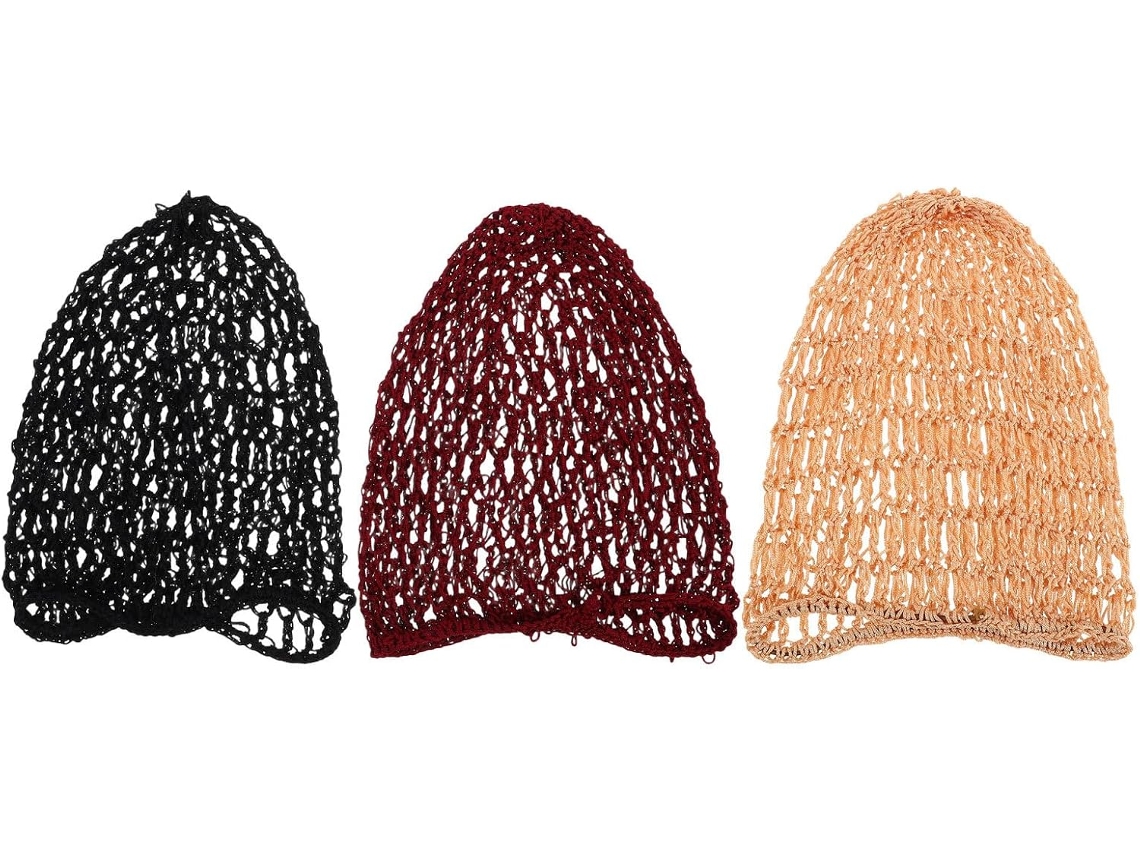 Conjunto De 3 Toucas De Crochê: Gorro Tipo Snood Em Malha De Rayon, Capa Para Cabelo