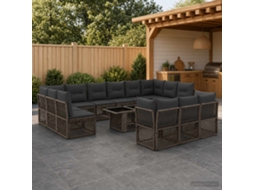 Vidaxl Conjunto De Sofá De Jardim 14 Unid. Cinzento Vime Pe