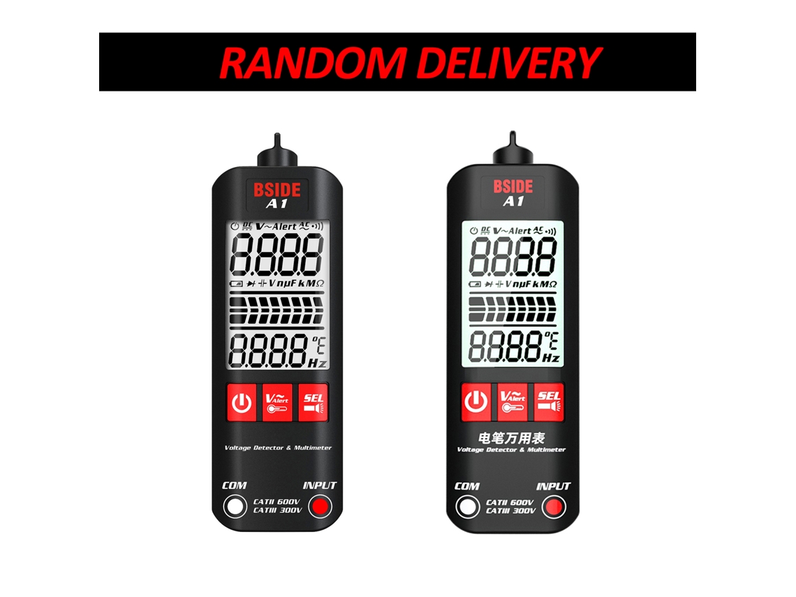 Yuru bside A1 Mini Multímetro Digital Lcd True Rms com Detector de Tensão Ncv Verificação de Fio Ativo/neutro e Capa com Zíper