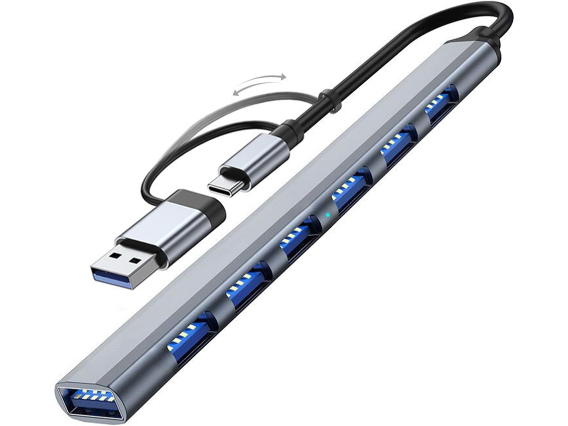 Hub Usb 3.0 Com 7 Portas, Expansor Multifuncional Para Computador, Usb C Para Usb 3.0, Compatível Com Macbook E Mac Pro. Aquaforge