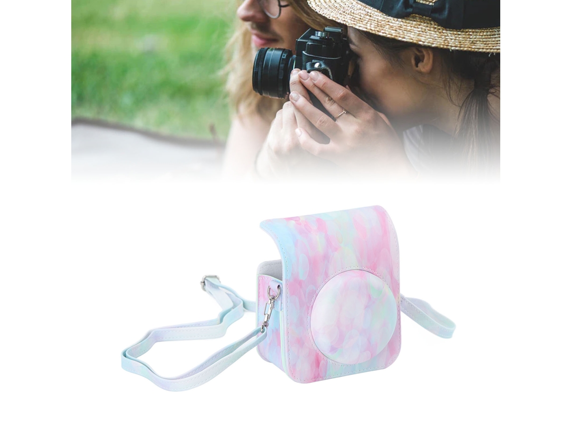 Color Print Pu Leather Protective Case Bag With Adjustable Shoulder Strap Fit For Fujifilm Instax Mini 12 Dreamy Bubble LAXISCREED