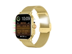 Relógio inteligente Bestvite I120 Bluetooth de 1,95 polegadas, monitoramento de saúde, 100 modos esportivos, à prova d'água IP76, dourado