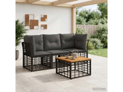 Vidaxl Conjunto De Sofás Para Exterior 4 Pcs Preto E Cinza Escuro