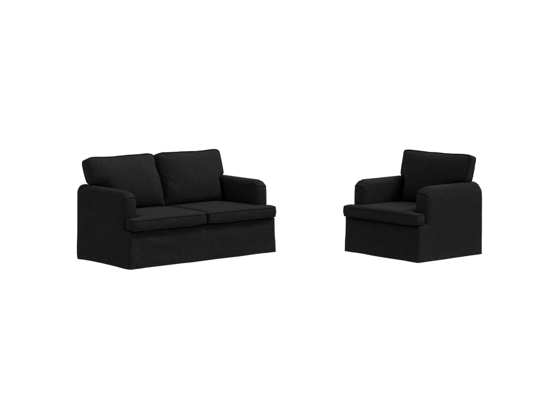 Maison Exclusive - Conjunto De Sofás 2 Unid. Preto Tecido