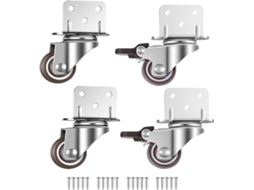 Conjunto De 4 Rodízios Pequenos Para Móveis Com Giro, 25 Mm, Com Freio E Suporte Em L. Aquaforge