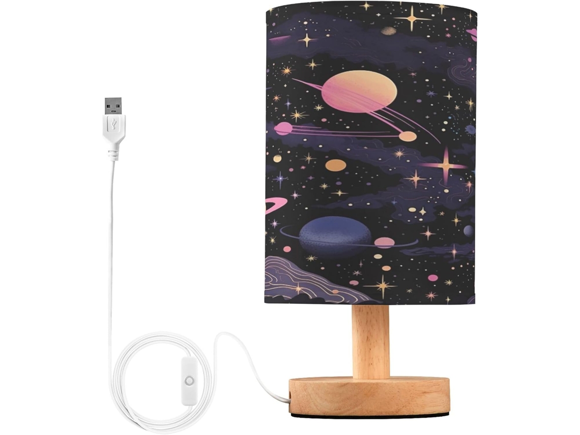 Abajur De Cabeceira Com Estrelas E Planetas, Com Porta Usb, Sem Necessidade De Lâmpada, Luz Led Quente Para Quarto, Sala