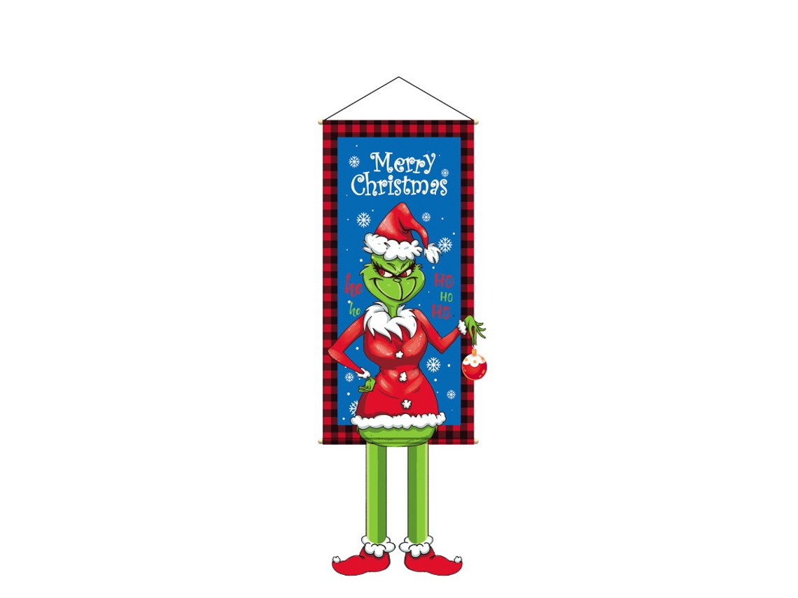 Lurelia Cenário Natalício Festa Natal Faixa Pendurada Estilo Grinch 110 X 40 Cm