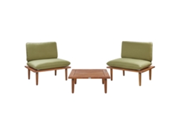 Conjunto De Sofá Y Mesa Beliani Frascati De Madera De Acacia Certificada Verde 80x70x75