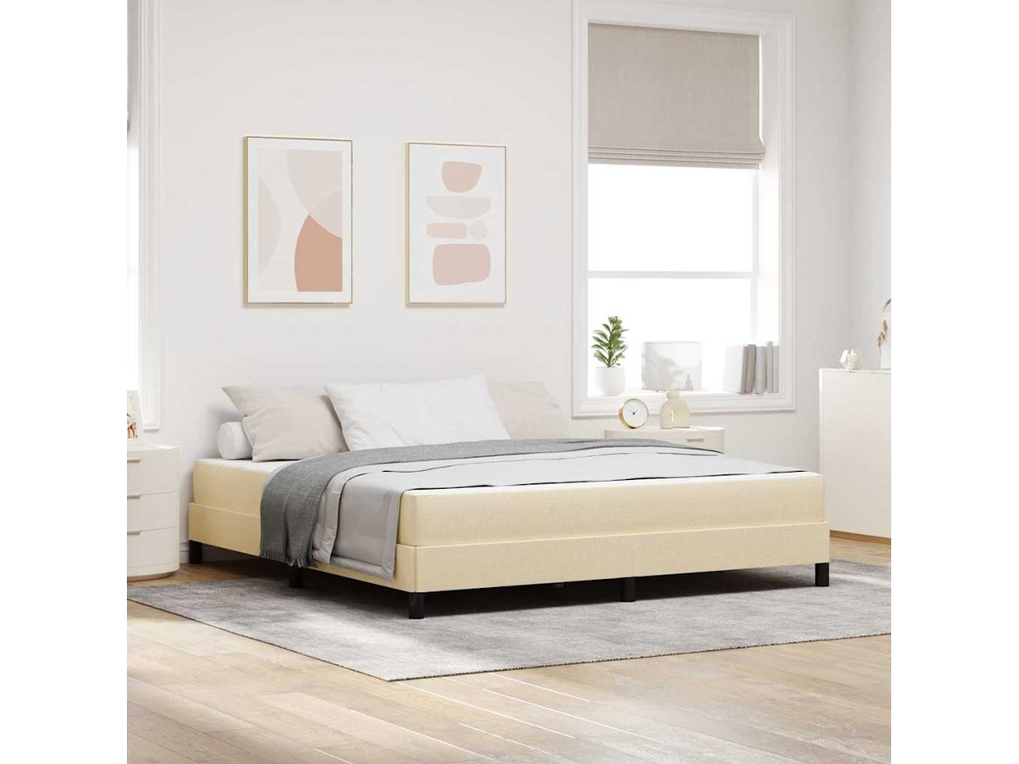 Vidaxl Cama Box Creme 180 X 200 Cm Tecido