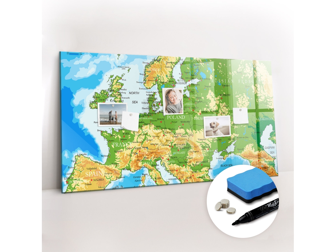 Quadro Magnético Colorido Geografia Do Mapa-múndi Para A Cozinha Espelharte (120x60 Cm)