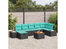 Vidaxl Conjunto De Sofá De Jardim 8 Unid. Preto Rattan Sintético