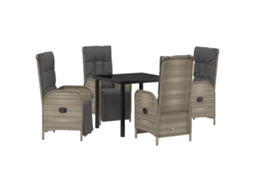 Conjunto 5 De Jantar De Jardim Com Almofadas Vidaxl Cinza Poli Rattan