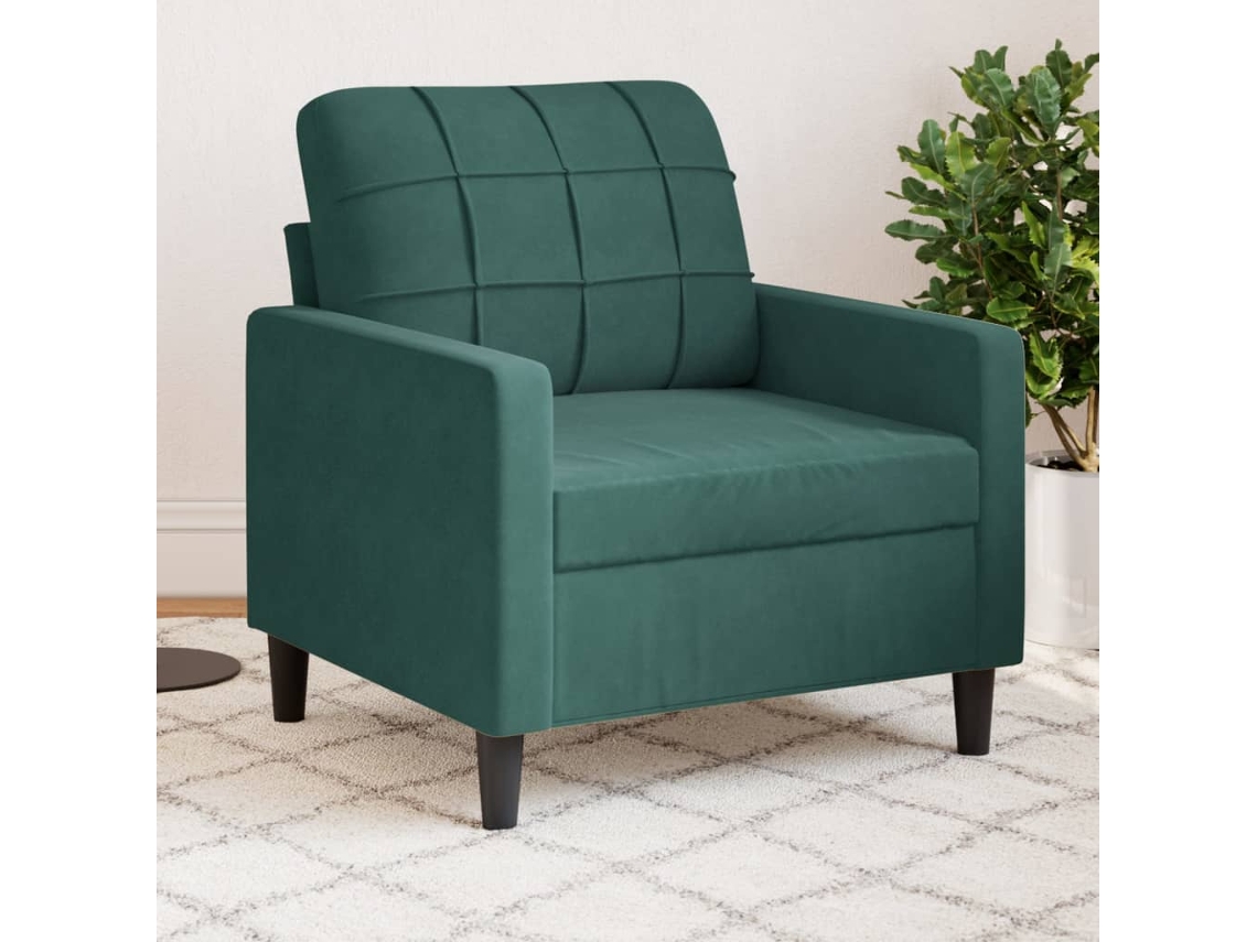 Vidaxl Poltrona 60 Cm Veludo Verde-escuro