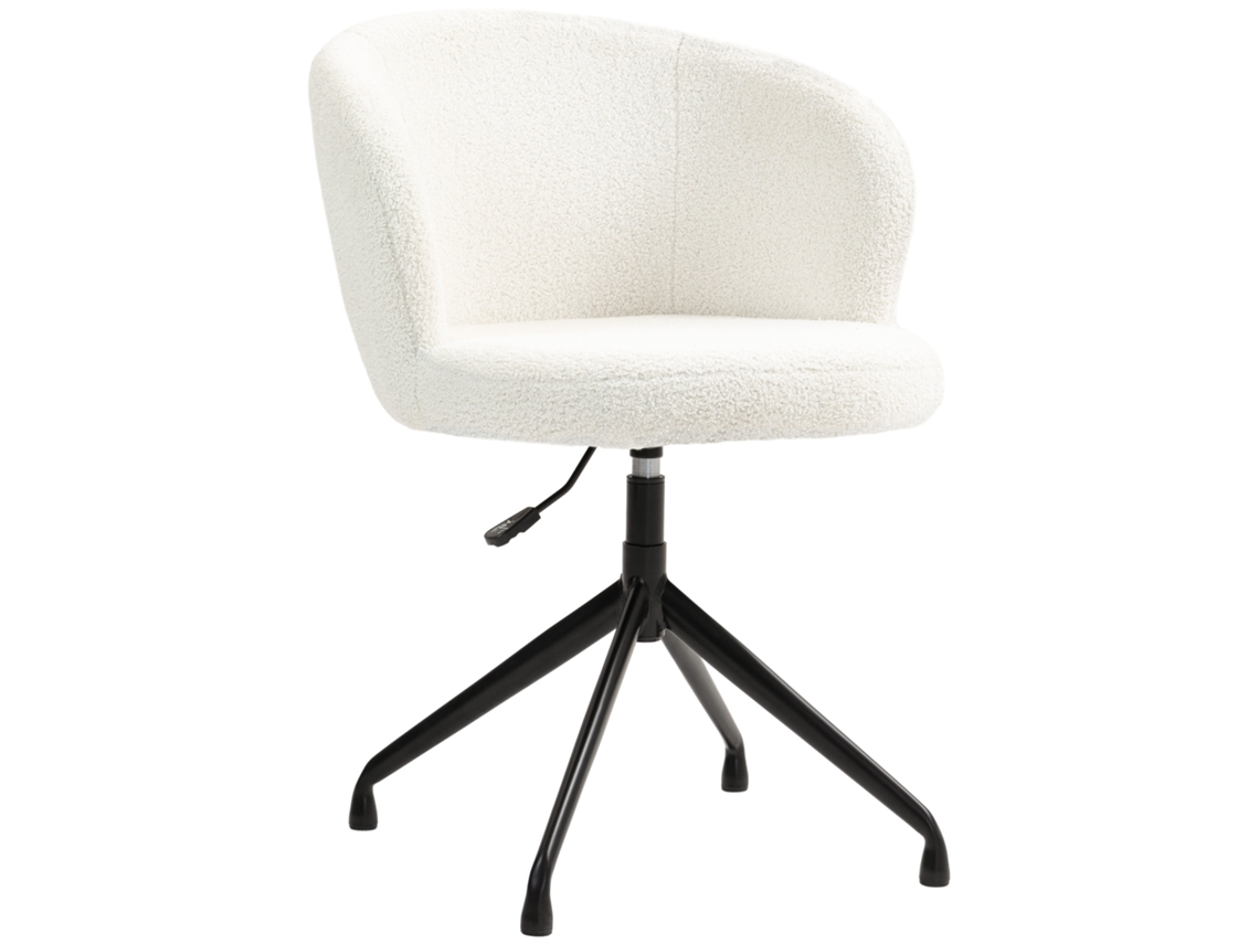 Cadeira Escritório Ergonômica 120kg Assento Giratório Tecido Felpudo Branco