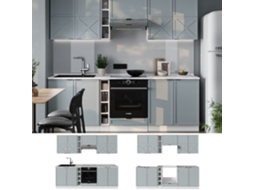 Cozinha Fame Line, 235cm Sem Pt, Azul Claro Cinza/branco, Branco, Vicco