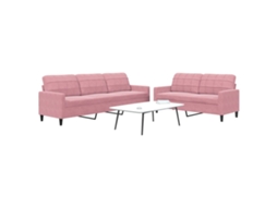 Vidaxl 2 Pcs Conjunto De Sofás Com Almofadões Veludo Rosa
