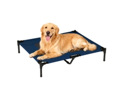 Cama Elevada E Gatos, Cama Portátil Com Área De Malha Respirável E Tecido Oxford Para Uso Interno E Externo, 91,5 X 76,2 X 18 Cm, Azul