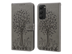 Capa De Couro Com Estampa Horizontal De Árvore E Veado Para Samsung Galaxy S23+ 5g