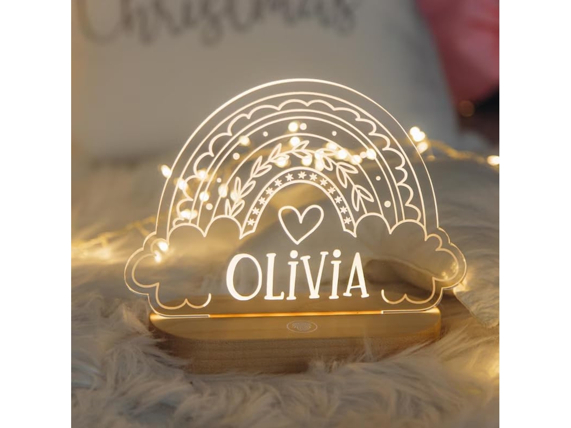 Luminária noturna personalizada em formato de nuvem arco-íris para