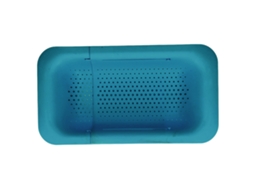 Cesta de Peneira Colander Telescópica de Abs com Fundo Oco para Cozinha Azul