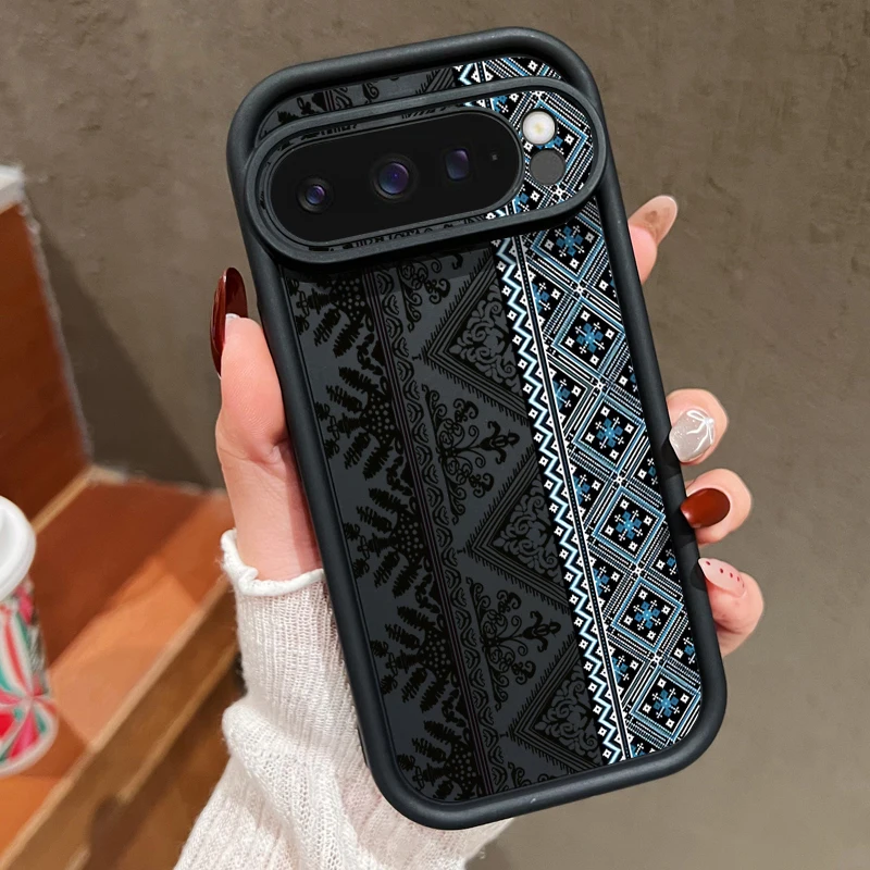 Capa Para Celular Google Pixel 9a Com Estampa Retrô (preta), Capa Macia De Tpu À Prova De Choque.