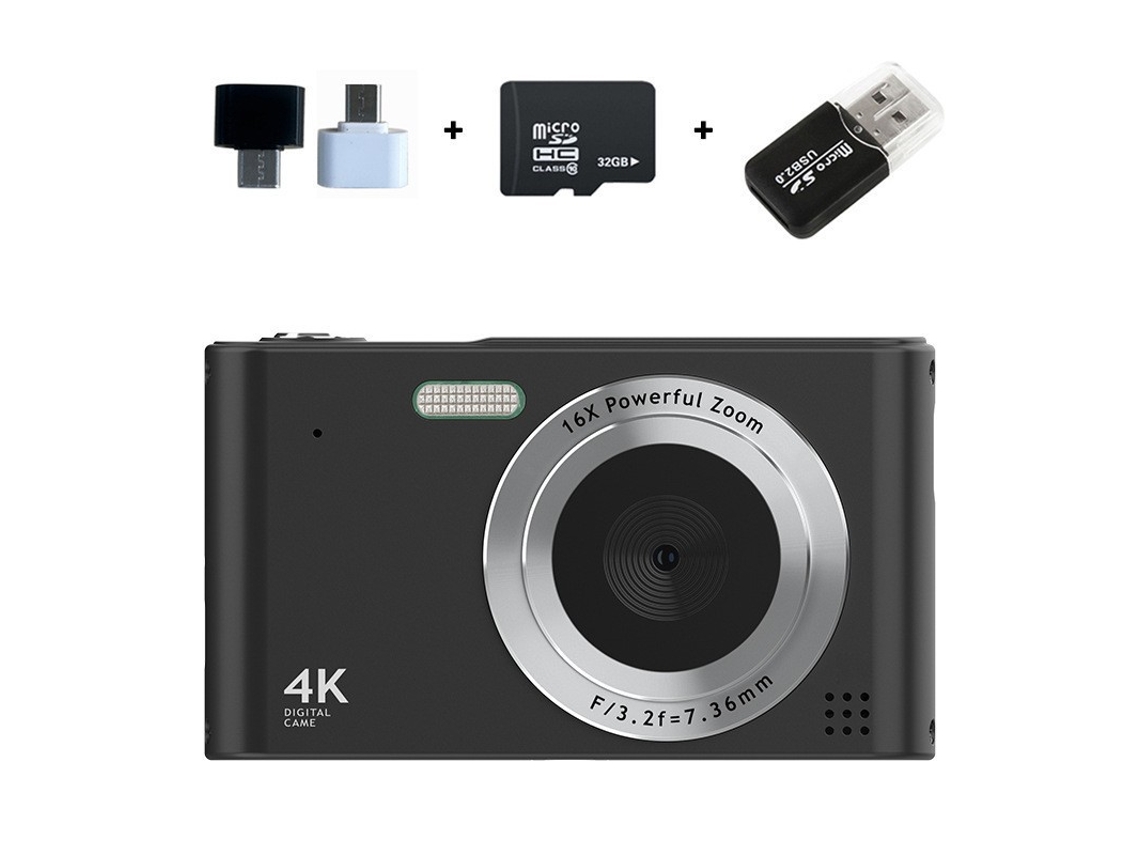 Câmara Digital Zoom De 16x, Tela Lcd De 2,4 Polegadas (preto - Cartão De 64 Gb) Cuich