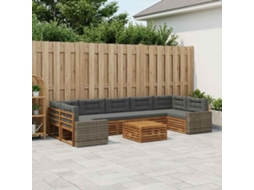 Vidaxl Conjunto De Sofás Para Exterior 8 Pcs Natural E Antracite