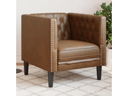 Vidaxl Sofá Chesterfield Camurça Artificial Castanho