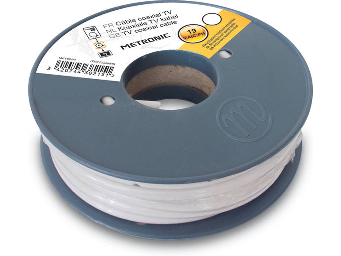 Cabo de Antena METRONIC (Coaxial - 25 m - Branco)