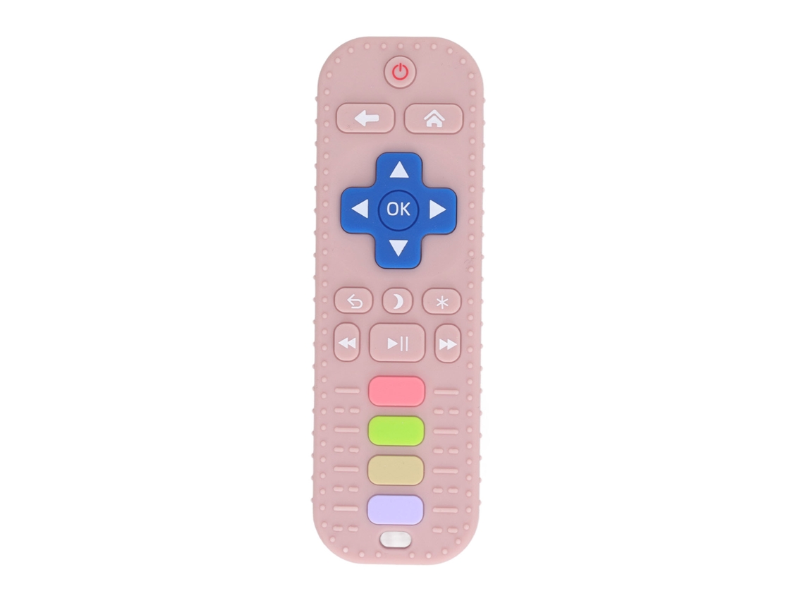Chupeta Silicone Controle Remoto Segura Massagem Gengivas Bebê Rosa