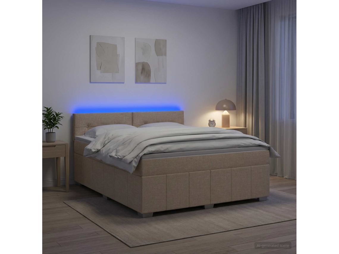 Vidaxl Cama Box Spring Com Colchão Creme 140 X 190 Cm Tecido