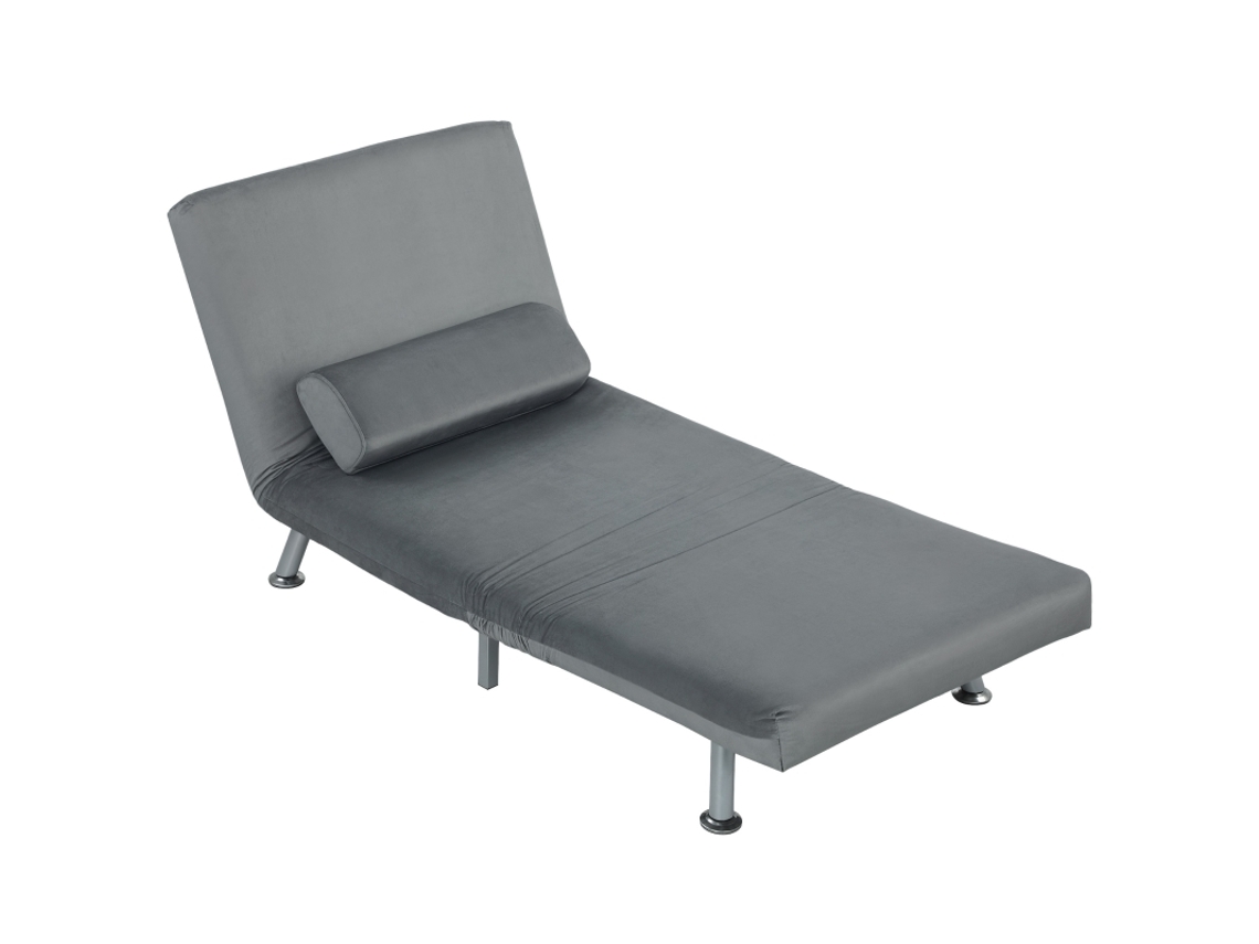 Poltrona cama Dobrável Cinza com Encosto Regulável
