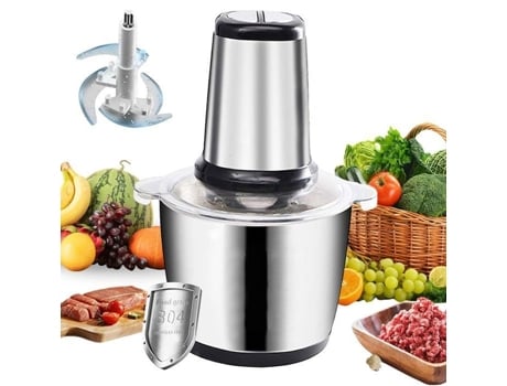 Cortador Elétrico 3l 300w, Motor Potente E Tigela Em Aço Inoxidável, 2 Níveis De Velocidade Para Carne E Vegetais